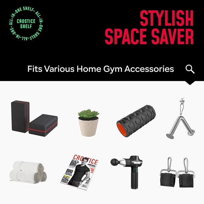 2-Tier Floating Shelf Compatible with Tonal 1 & 2 Accessories | Home Gym Storage Rack, Wall Mount Gym Organizer, Workout Metal Holder, T-Bracket Lock Adapters Hanger, US Patent Holding