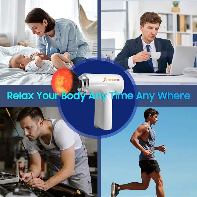 Massage Gun with Heat, Powerful Warming Massage, Home & Travel,White | Massage Gun with Heat, Powerful Heated Massage, Quiet Portable Massager for Home & Travel, Lightweight Design,