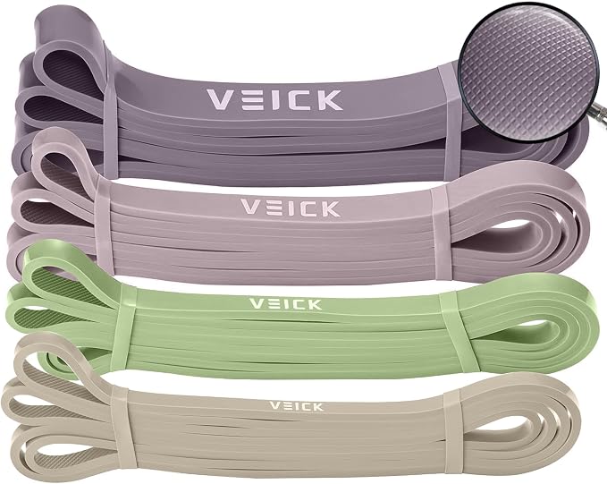VEICK Pull Up Assist Resistance Bands for Home Gym | 100% Natural Latex, Non Slip Leather Texture, Space Saving, Versatile for Full Body Training, Home Gym