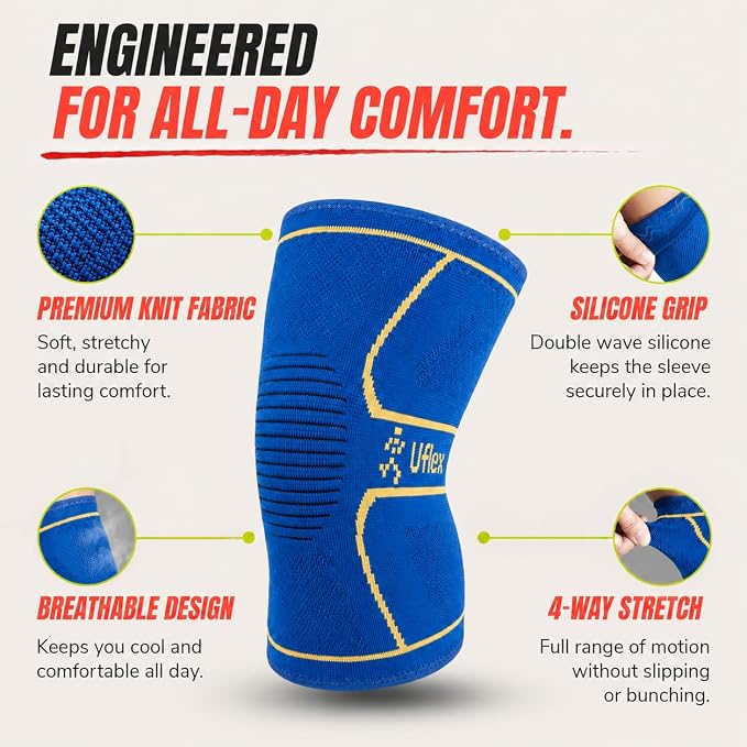Knee Brace for Men and Women Knee Compression Sleeve Knee Support Wraps for Arthritis Joint Pain Relief, Workout, Swelling, Sports, Circulation, Running, Recovery for ACL & Meniscus Tear
