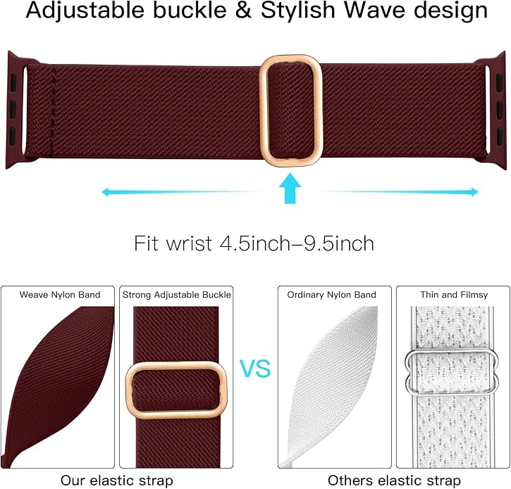 Lerobo Braided Band Compatible with Apple Watch Series 11 10 9 8 7 46mm 45mm 41mm Ultra SE 3 2 1 49mm Series 6 5 4 3 44mm 40mm 38mm 42mm Men iWatch Bands Women Stretchy Nylon Solo Loop Sport Strap