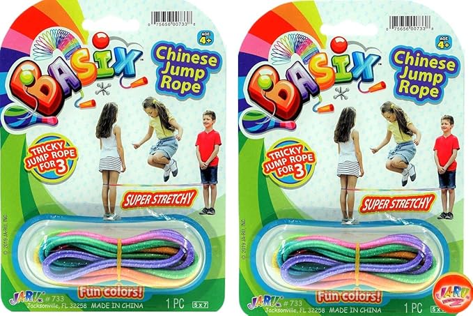 Chinese Jump Rope Elastic Jumping Rope Game for Kids & Adults I by JA-RU | Colorful Stretch Skip Rope for Girls and Boys. Party Favor Stocking Stuffer. Plus 1 Sticker | Item #733-s