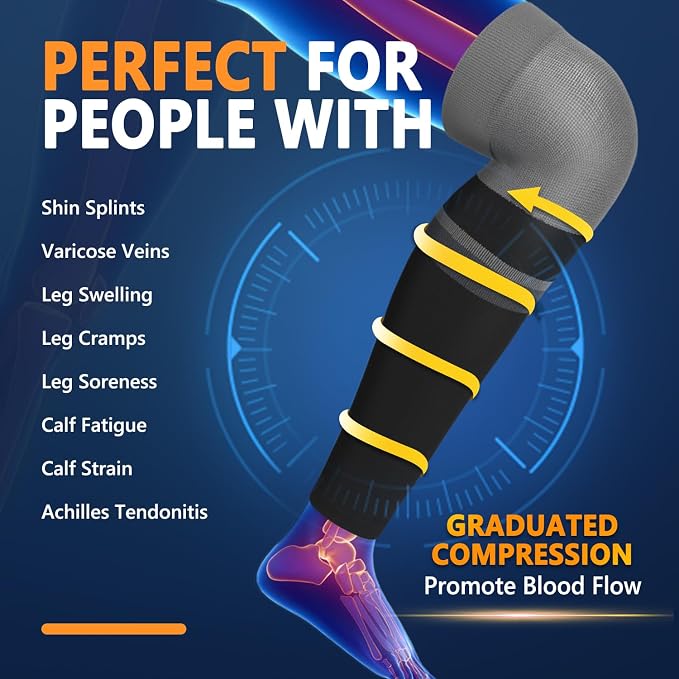 CTHH Calf Compression Sleeve for Men & Women Footless Compression Socks | 3 Pairs Graduated Compression Leg Sleeve Support for Shin Splints Pain Relief Running Flying Cycling Fitness Nurse