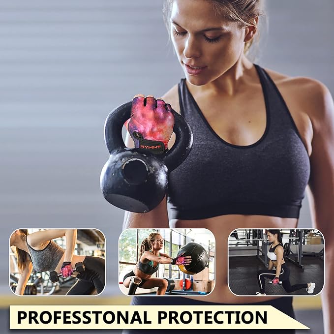 Workout Gloves for Women Men, Weight Lifting Gloves Padded, Full Palm Grip | Gym Grip Gloves for Weightlifting, Rowing, Exercise, Cycling, Dumbbells, Kettlebells, Home Work Out Equipment, Half-finger