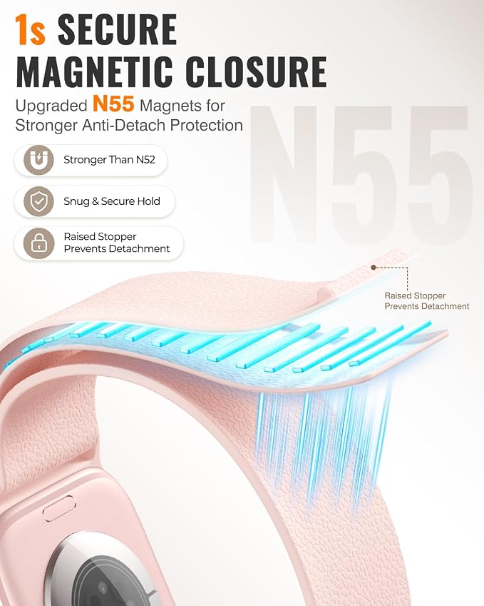 Magnetic Silicone Sport Band for Apple Watch 42mm 46mm 49mm 38mm 40mm 41mm 44mm 45mm Men Women, Patented Auto Lock Breathable Soft Loop for iWatch Ultra SE Series 11 10 9 8 7 6 5 4 3 2 1 All Day Comfort