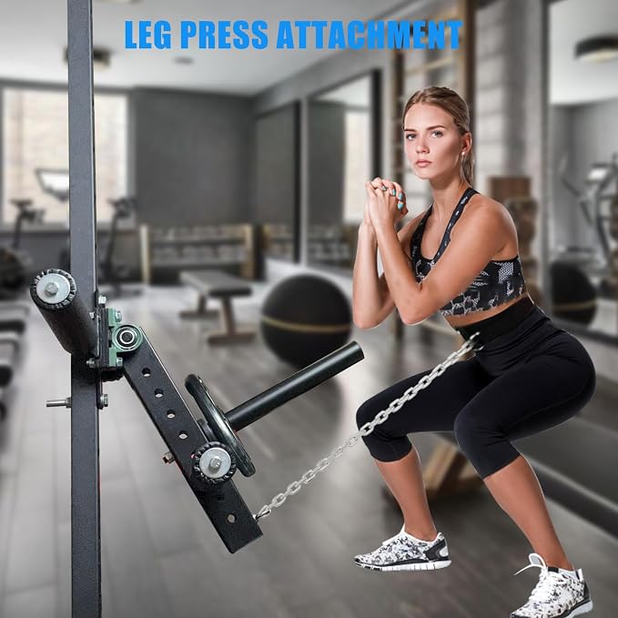 BLUSLM Power Rack Mounted Leg Extension & Curl Machine for Home Gym Equipment, Adjustable Leg Press Attachment for Lower Body Muscle Training