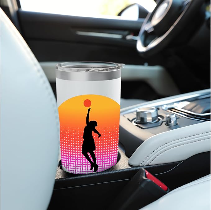 Basketball Game Hoop Slam Dunk Ball Retro Sunset Player Gift Stainless Steel Insulated Tumbler