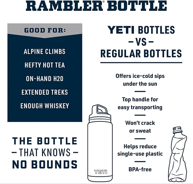 YETI Rambler 64 oz Bottle, Vacuum Insulated, Leakproof, Stainless Steel with Chug Cap, Moon Dust