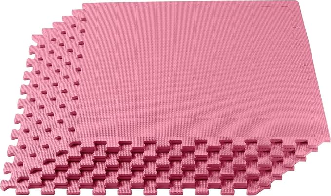 We Sell Mats 1/2 Inch Thickness Multipurpose EVA Foam Floor Tiles, Interlocking Floor Mat for Indoor Gym and Home Use, 24 in x 24 in, Pink, 100 Square Feet (25 Tiles)