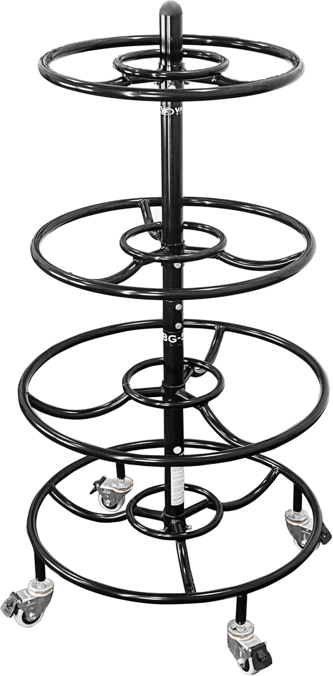 Valor Fitness 4-Tier Rolling Ball Storage Rack with Locking Wheels, Adjustable Sports Ball Organizer for Medicine Balls, Wall Balls, Slam Balls, Weighted Exercise Balls and Fitness Equipment Storage