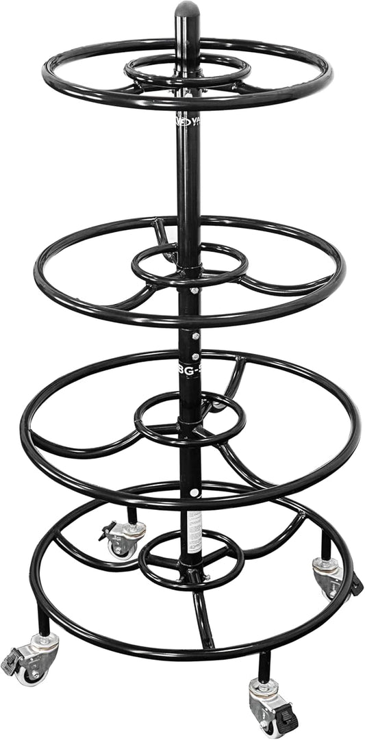 Valor Fitness 4-Tier Rolling Ball Storage Rack with Locking Wheels, Adjustable Sports Ball Organizer for Medicine Balls, Wall Balls, Slam Balls, Weighted Exercise Balls and Fitness Equipment Storage