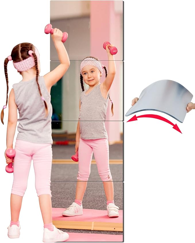 Kids Safety Unbreakable Mirror,Acrylic Shatterproof Mirrors Full Length,12"x12"x4 Pack,Children Non Glass Stick on Mirror,Gym Mirror for Home Workout,Bedroom Body Mirrors Wall Dormitory