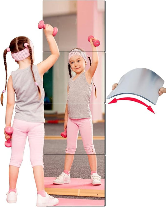 Kids Safety Unbreakable Mirror,Acrylic Shatterproof Mirrors Full Length,12"x12"x4 Pack,Children Non Glass Stick on Mirror,Gym Mirror for Home Workout,Bedroom Body Mirrors Wall Dormitory