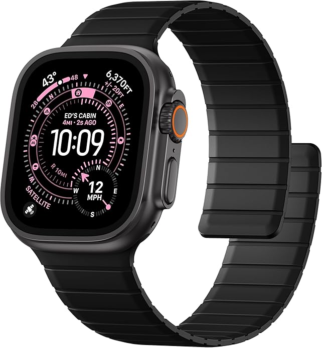 SNBLK Magnetic Band Compatible with Apple Watch Bands for Men 44mm 45mm 46mm 49mm 42mm 41mm 40mm 38mm Women, Secure Silicone Sport Loop Magnet Strap for iWatch Ultra 3 2 1 SE Series 11 10 9 8 7 6 5 4
