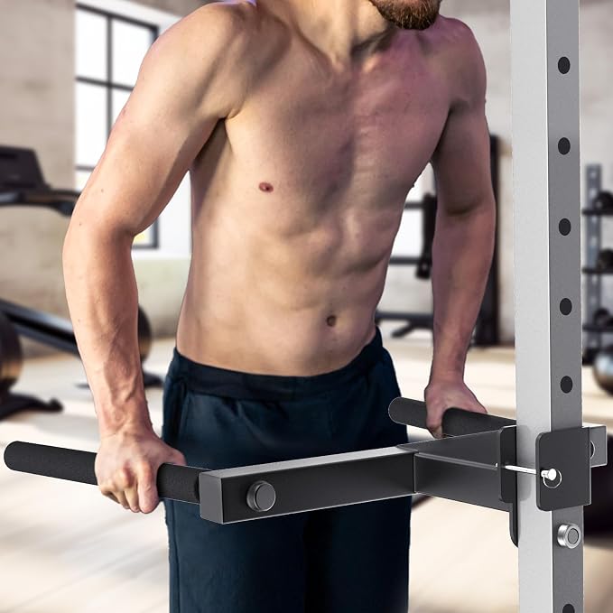 SELEWARE Squat Rack Attachment for Power Cage with 5/8" or 1" Holes | Y-Shaped Dip Bar Attachment, Nordic Hamstring Curl Attachment & Lever Arms for 2x2 or 3x3 Power Rack, Home Gym Accessories