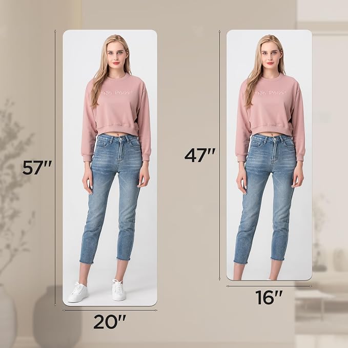 iCAGY Acrylic Full Body Self-Adhesive Shatterproof Mirror | Ultra-Thin, Lightweight, Frameless, Easy Install, Wall Mirror for Home Gym, Bedroom, Closet Door, Rectangle, 18"x 48", 1PCS