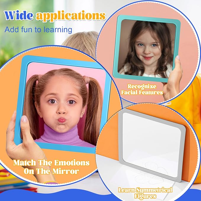 10 Pcs Small Mirrors for Craft 6 x 6 Mirror for Kid,Blue-Gray Colors | Shatterproof Mirrors in Bulk for Kids for Baby School Classroom Craft Chick Bird Brooders Grow out Pens