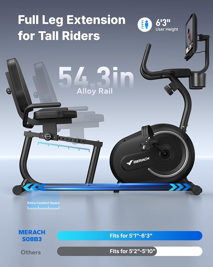 MERACH Recumbent Exercise Bikes for Home with Smart Bluetooth Equipment App | LCD, Heart Rate Handle Stationary Bikes for Home, Magnetic Recumbent Exercise Bike for Seniors Gym S08/S23