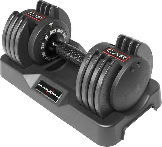 CAP ADJUSTABELL Adjustable Dumbbell Set, Premium Quick Select Adjustable Weights for Strength Training, Singles & Pairs, 12.5 LB, 25 LB & 55 LB, Round & Hex Dumbbells, Multiple Grip Handle Options