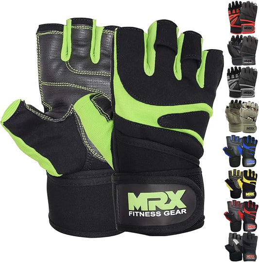 MRX Weightlifting Gloves for Men Workout Gloves Mens Wrist Support Lifting Gloves Male Gym Gloves | Workout Gym Accessories for Men Weight Lifting Fingerless Gym Exercise for Powerlifting