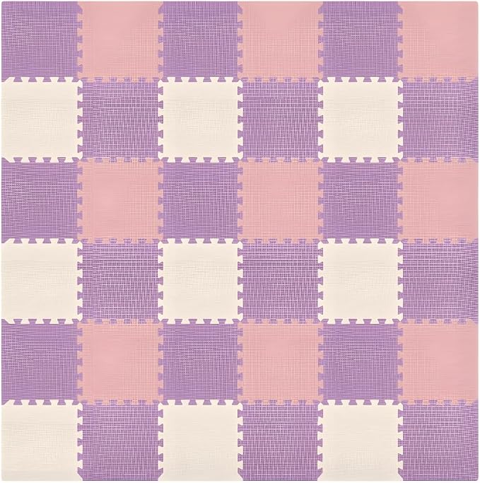 We Sell Mats 3/8" Thick Multipurpose EVA Foam Exercise Floor Mat, 12"x12" Interlocking Kid-Friendly Tiles, Anti-Fatigue for Home, Gym, Playpens, Classrooms