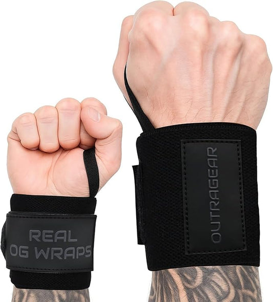18" OG-Grade Wrist Wraps for Weightlifting – Heavy Duty Wrist Support with Thumb Loop & Lockdown Strap – Wrist Straps for Powerlifting, Bench Press & Gym Training