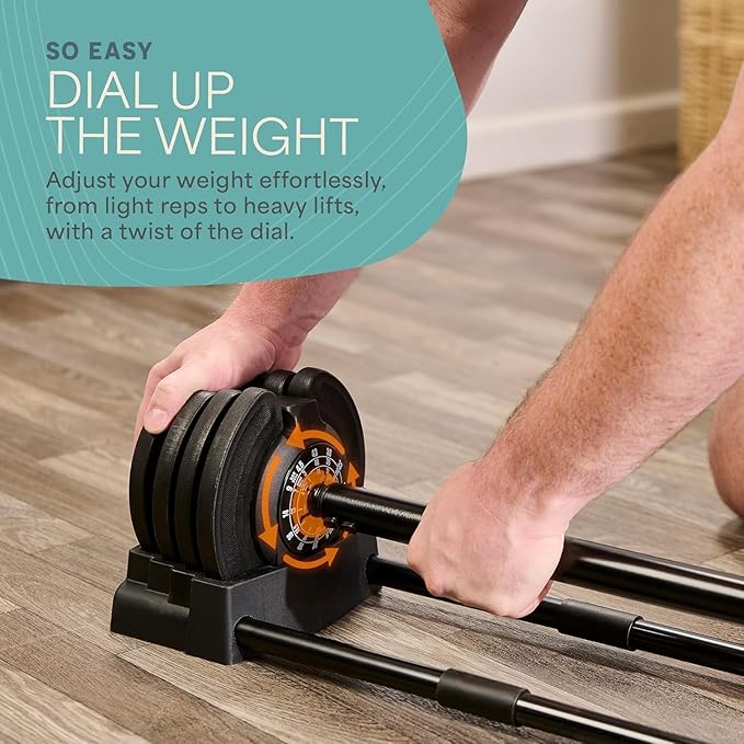 LifePro Adjustable Dumbbells, Single or 2pcs, Up to 55 lbs & 3-in1 option | Quick-change weight system with included rack — available in options from 2.5 to 55 lbs for every fitness level
