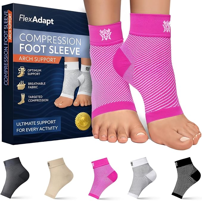 Compression Socks for Plantar Fasciitis & Achilles Tendonitis Relief – Pair of Ankle Compression Sleeves for Foot Swelling, Heel Spurs, Pain & Fatigue – Comfortable Arch Support Brace for Daily Use (Pink, Small)