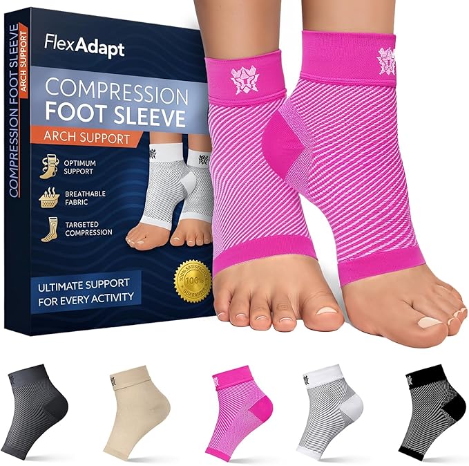 Compression Socks for Plantar Fasciitis & Achilles Tendonitis Relief – Pair of Ankle Compression Sleeves for Foot Swelling, Heel Spurs, Pain & Fatigue – Comfortable Arch Support Brace for Daily Use (Pink, Medium)