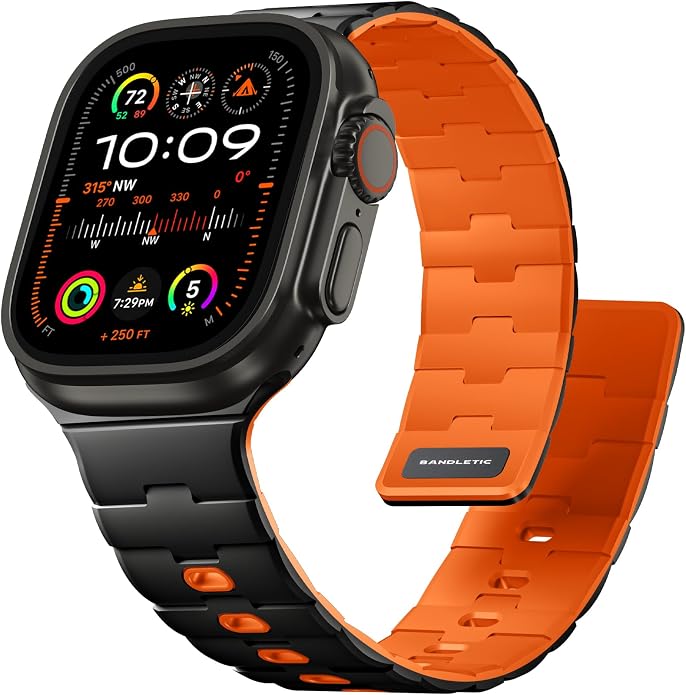 Bandletic Magnetic Silicone Watchband Compatible with All Apple Watch | Strong Magnet Sport Strap for iWatch Ultra 49mm Series 11-1 SE 46mm 45mm 44mm 42mm 41mm 40mm 38mm, Ideal for Men Women