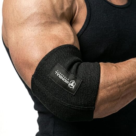 Iron Bull Strength Compression Elbow Sleeves for Lifting (Black, 14") - Maximum Compression for Bigger Bench Press PRs