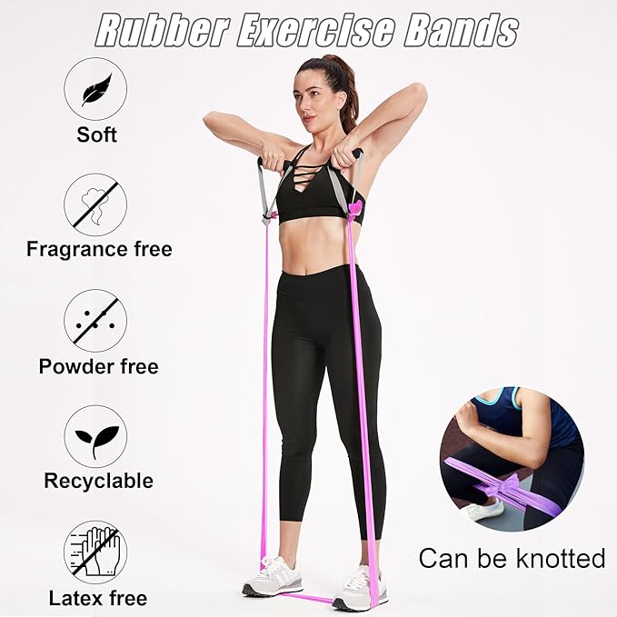 Resistance Bands Set for Physical Therapy, Rehab, Yoga and Pilates | Latex-Free elastic exercise bands suitable for rehab, yoga, Pilates, gym workouts, stretching, and home exercise