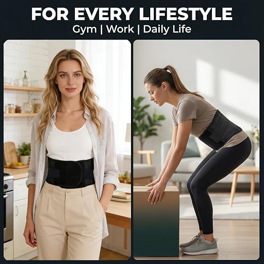 Back Brace for Women Lower Back Pain, Lumbar Support Belt | Wide Lumbar Support Belt, 5 Removable Metal Stays, Lightweight Breathable Back Brace, Sciatica & Disc Relief (M:33"-37")