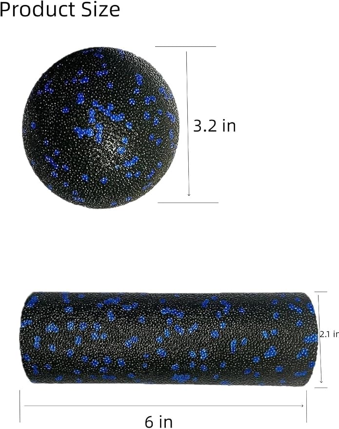 Mini Foam Roller & Massage Ball Set, Travel Muscle Recovery Kit | Compact portable set including 6-inch foam roller and 3.2-inch ball, great for travel, back, legs and muscle recovery.