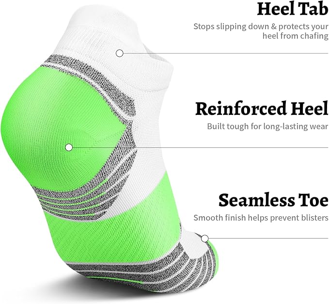 Ankle Compression Socks for Women 6 Pairs Running Socks with Arch Support | Athletic Womens Ankle Socks for Running, Gym, Workouts, Long-Distance Walking, Travel, Daily Use, Relieve Plantar Fasciitis