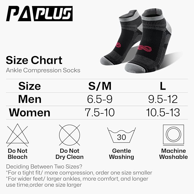 Compression Socks for Men Women Ankle Running Socks for Plantar Fasciitis | Low Cut Athletic Ankle Socks with Ankle & Arch Support for Running, Cycling, Golf, Work, Plantar Fasciitis Relief