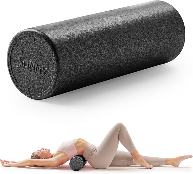 Sunny Health & Fitness 12" Black High-Density Yoga Foam Roller | Muscle Relief, Physical Therapy, Post-Workout Recovery, Improved Flexibility, Home, Gym, Rehab Use, Full-Body Use
