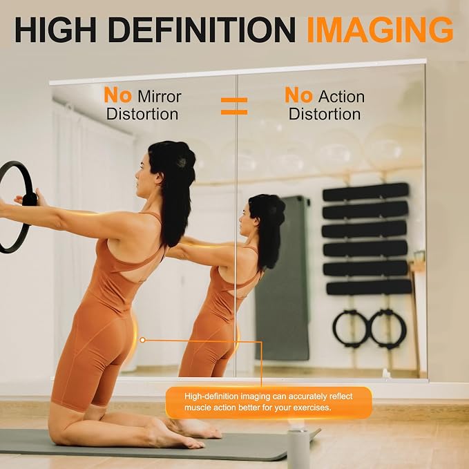 Delma Home Gym Mirror,54''x28''x2PCS,Large Full Body Tempered Glass Frameless, Wall-Mounted for Gym, Yoga, Garage, Bedroom, Bathroom