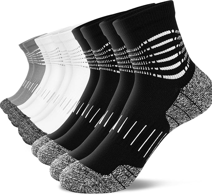 IRAMY Ankle Compression Socks for Women Men Plantar Fasciitis Relief 3/5 Pairs Cushioned Athletic Running Socks