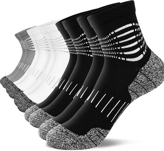 IRAMY Ankle Compression Socks for Women Men Plantar Fasciitis Relief 3/5 Pairs Cushioned Athletic Running Socks