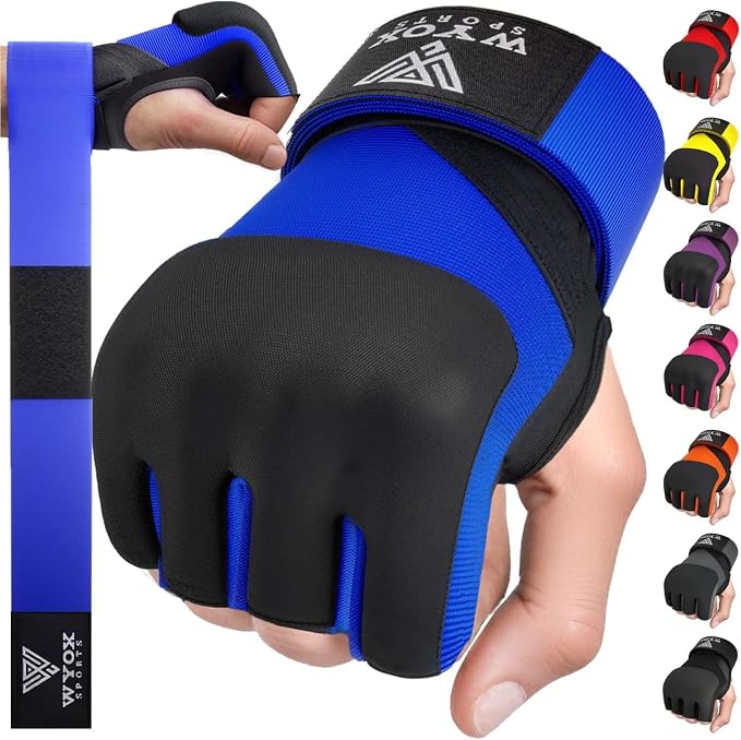 WYOX Neoprene Gel Boxing Hand Wraps Inner Gloves for Men & Women – 80cm/31in Quick Wrist Strap, Padded Knuckle Protection, Fingerless MMA Muay Thai Kickboxing Wraps for Training & Martial Arts