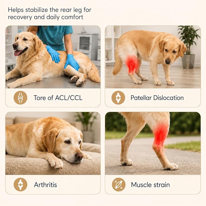 Dog Knee Brace for Torn ACL CCL, Support Dog Leg Braces for Back Leg to Prevent Slipping, Hind Leg Support for Dog Joint Pain Recovery, Luxating Patella, Fits Small Medium Large Dogs, L