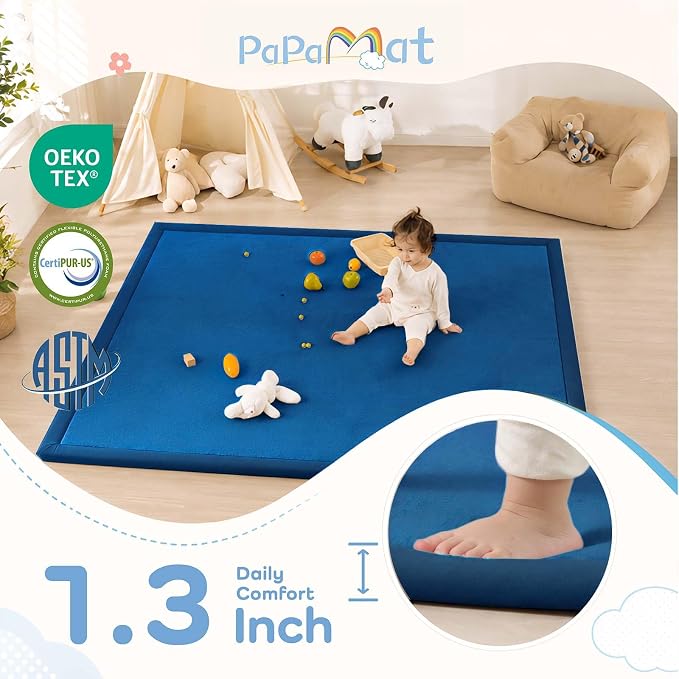 1.3" Thick Baby Play Mat for Floor,39x59 Memory Foam Tummy Time Mat | Ultra Soft Playmat for Baby,Tummy Time Foam Mats,Cushioned for Infant,Kids and Toddler Crawling,Easy Care