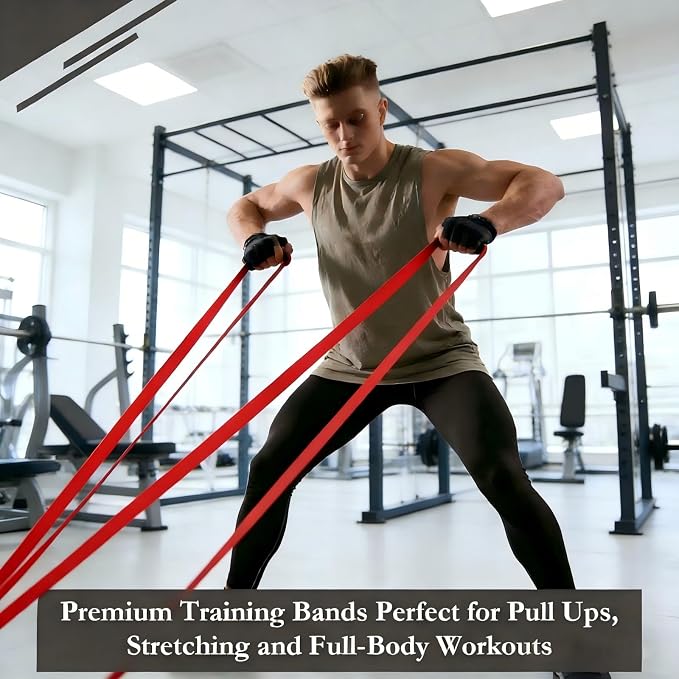 16-Pcs Resistance Bands Set - Premium Elastic Workout Bands for Home Gym, Strength Training, Yoga & Physical Therapy