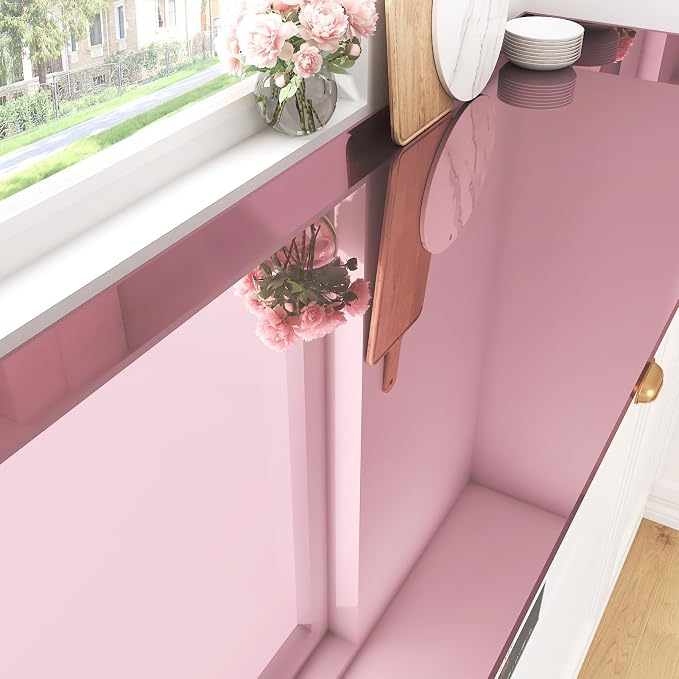 WESTICK Rose Gold Permanent Vinyl Glossy Mirror Contact Paper Peel and Stick Mirror Wallpaper Self Adhesive Reflective Metallic Vinyl Roll for Fridge Wrap DIY Home Decor Craft Shelf Liner 15.8” x 80”