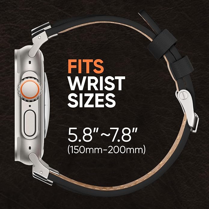 Suitisbest Leather Band Compatible for Apple Watch Ultra Band 49mm 46mm 45mm 44mm 42mm 41mm 40mm, Genuine Leather Replacement Strap for iWatch series 11 10 9 8 7 6 5 4 3 2 1, SE 3 2 1, Ultra 3 2 1