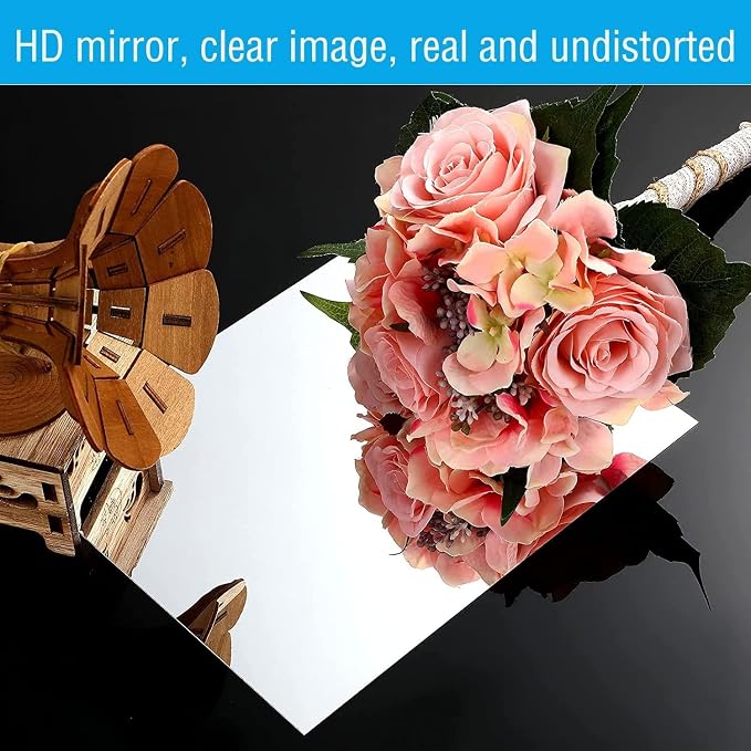 16" x 12" x 1Pcs Acrylic Mirror Sheet, Decorative Wall Mirror | Flexible Body Mirror Tiles with Self Adhesive Tapes, Non Glass Mirror Stickers for Bathroom Bedroom Home Wall Decor
