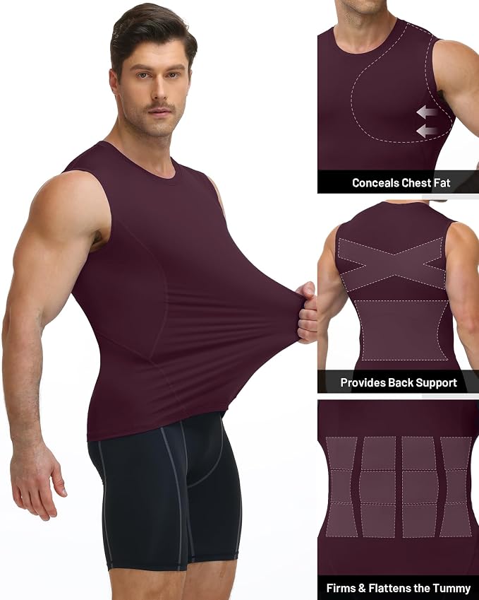 Mens Sleeveless Compression Shirt Athletic Workout Tank Top Quick Dry Muscle Base Layer Undershirt Gym Running