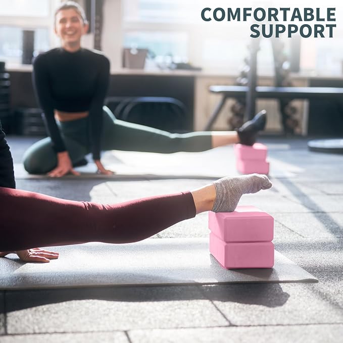Yoga Blocks 2 Pcs, 9"x6"x3" Yoga Brick Foam Blocks EVA Foam Block Yoga Props Accessories for Yoga Pilates Stretching and Meditation
