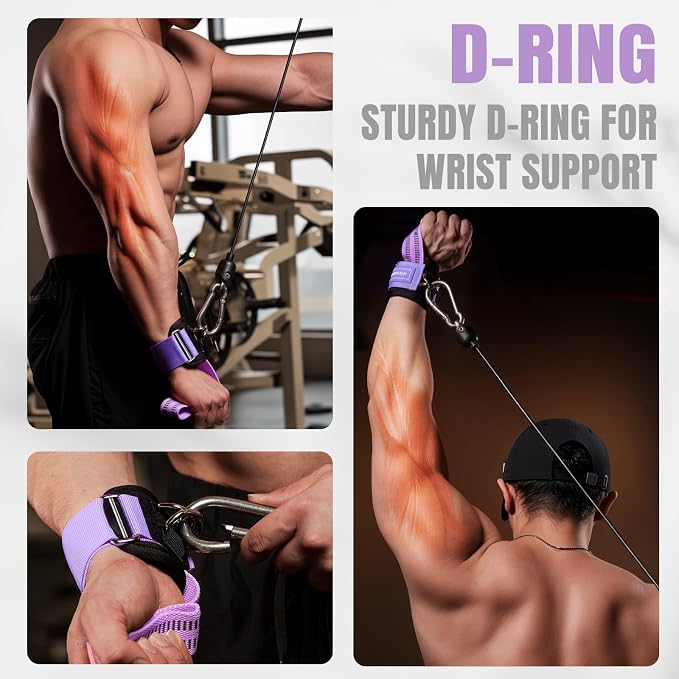 M MANUEKLEAR Wrist Straps for Weightlifting, Gym Lifting Straps with D Rings for Cable Machine,Weight Lifting Wrist Wraps for Men Women